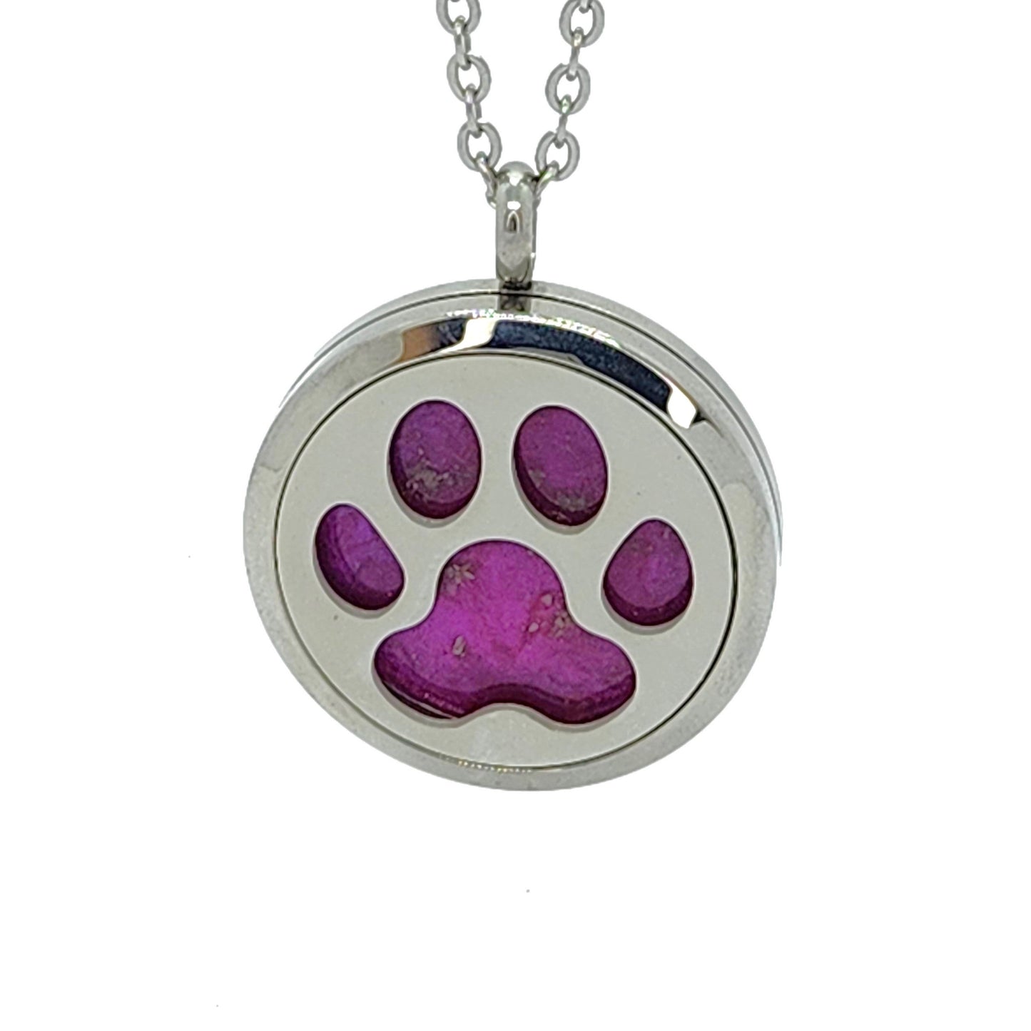 The Paw Pendant-Cremation Pendant-DragonFire Glass-Pink-DragonFire Glass Cremation Jewelry