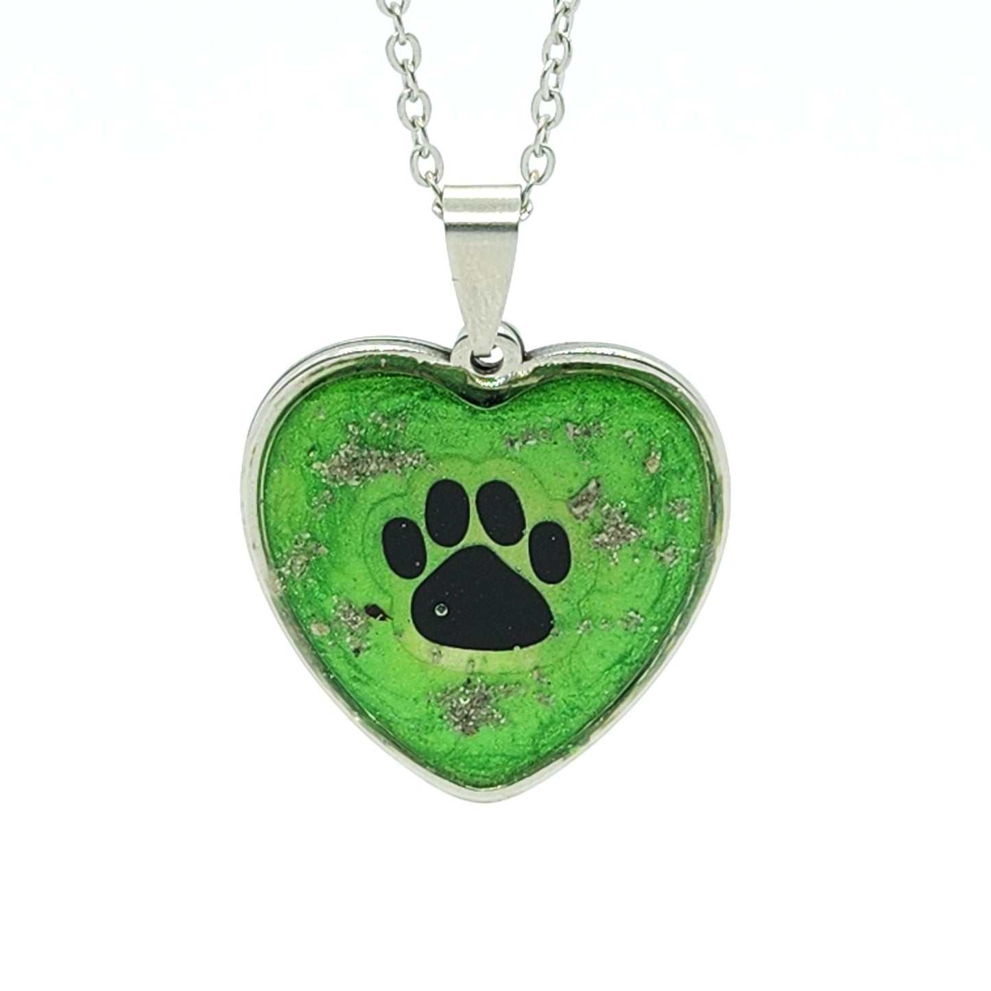 The Paw Print cremation pendant-Cremation Pendant-DragonFire Glass-Blue-Round Black-DragonFire Glass Cremation Jewelry