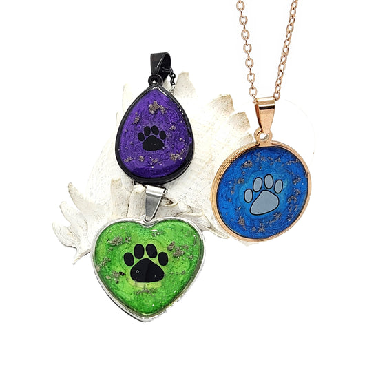 The Paw Print cremation pendant-Cremation Pendant-DragonFire Glass-DragonFire Glass Cremation Jewelry