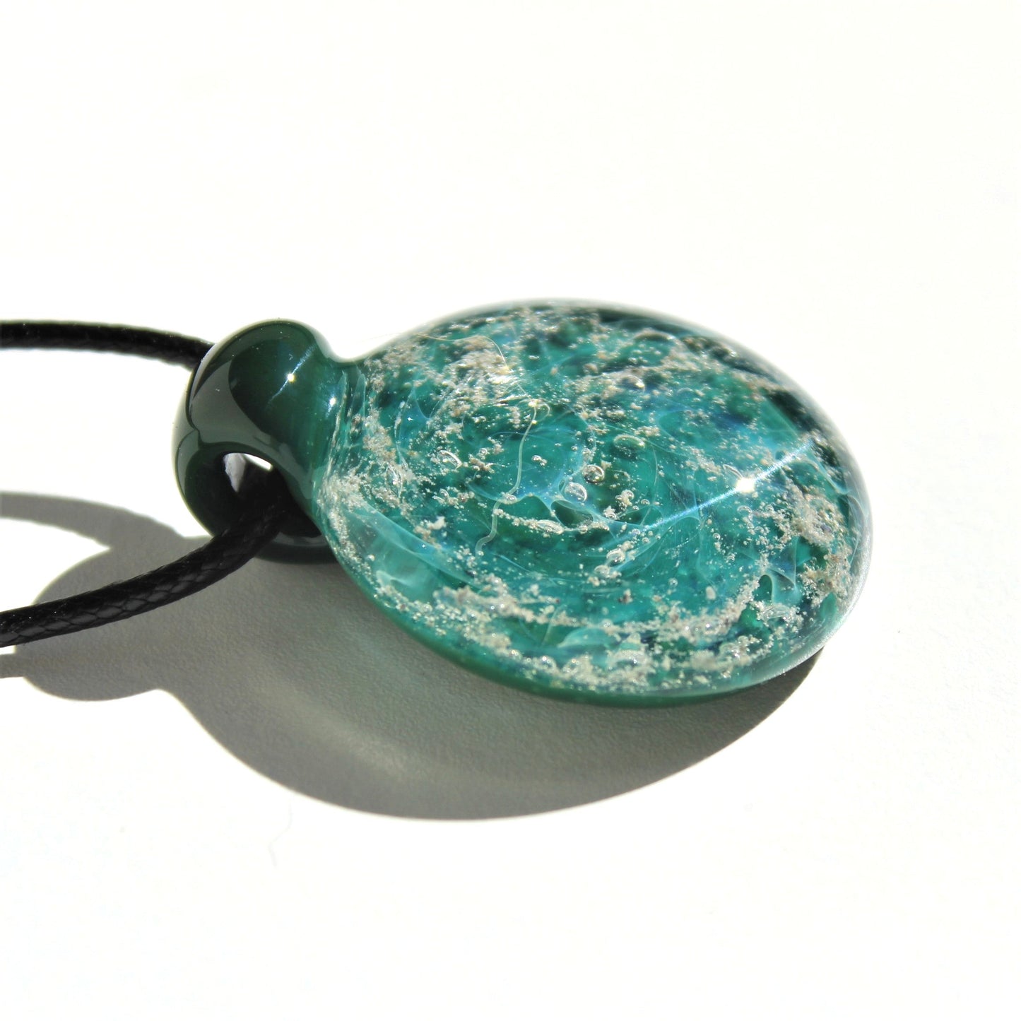 Turquoise Galaxy - Cremation Glass Pendant-Cremation Pendant-DragonFire Glass-Original-DragonFire Glass Cremation Jewelry