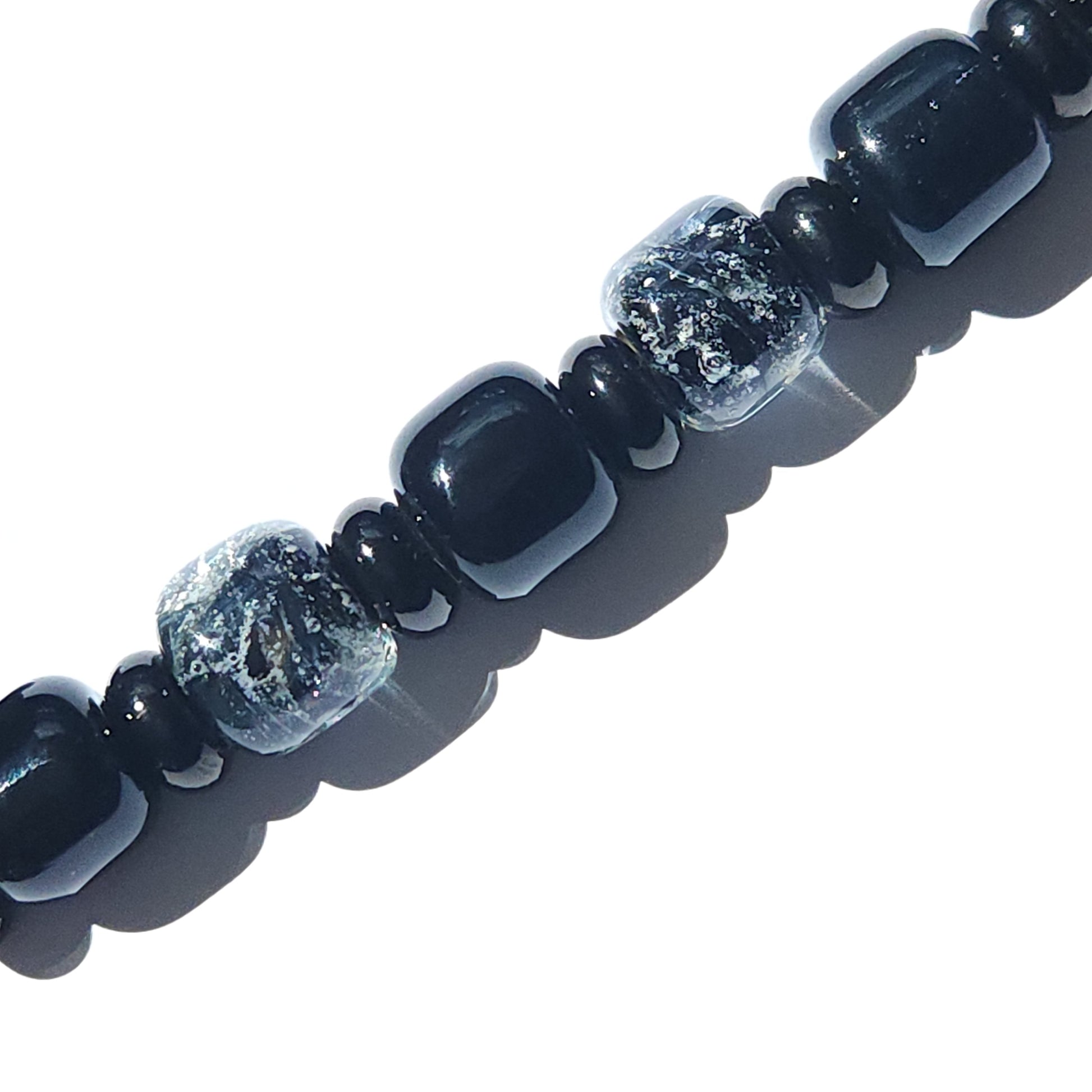 Eternal Bracelet with Ash Infused Beads - Black-Cremation Bracelet-DragonFire Glass-Ocean Blue-DragonFire Glass Cremation Jewelry
