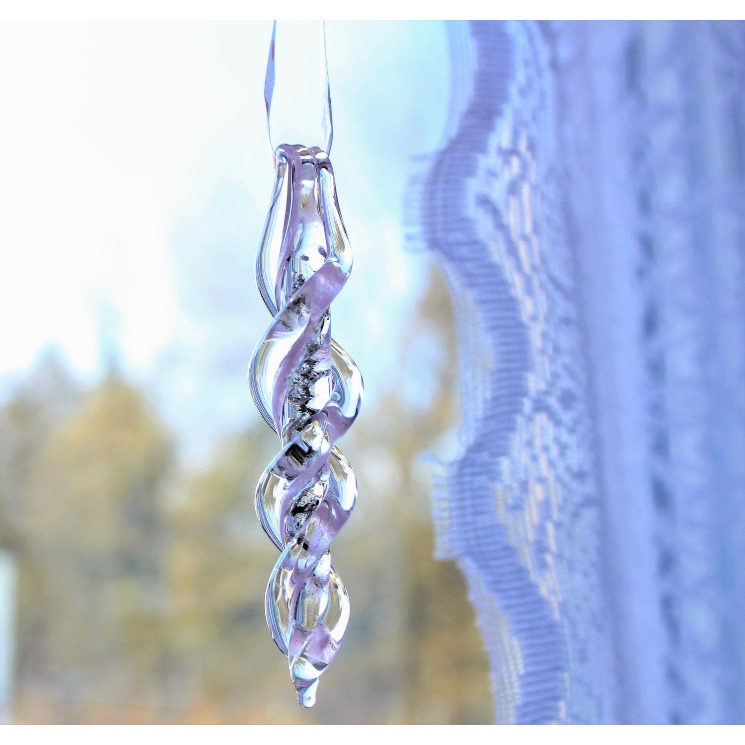 Frozen in Time - Cremation Suncatcher-Icicles-DragonFire Glass-Purple-DragonFire Glass Cremation Jewelry