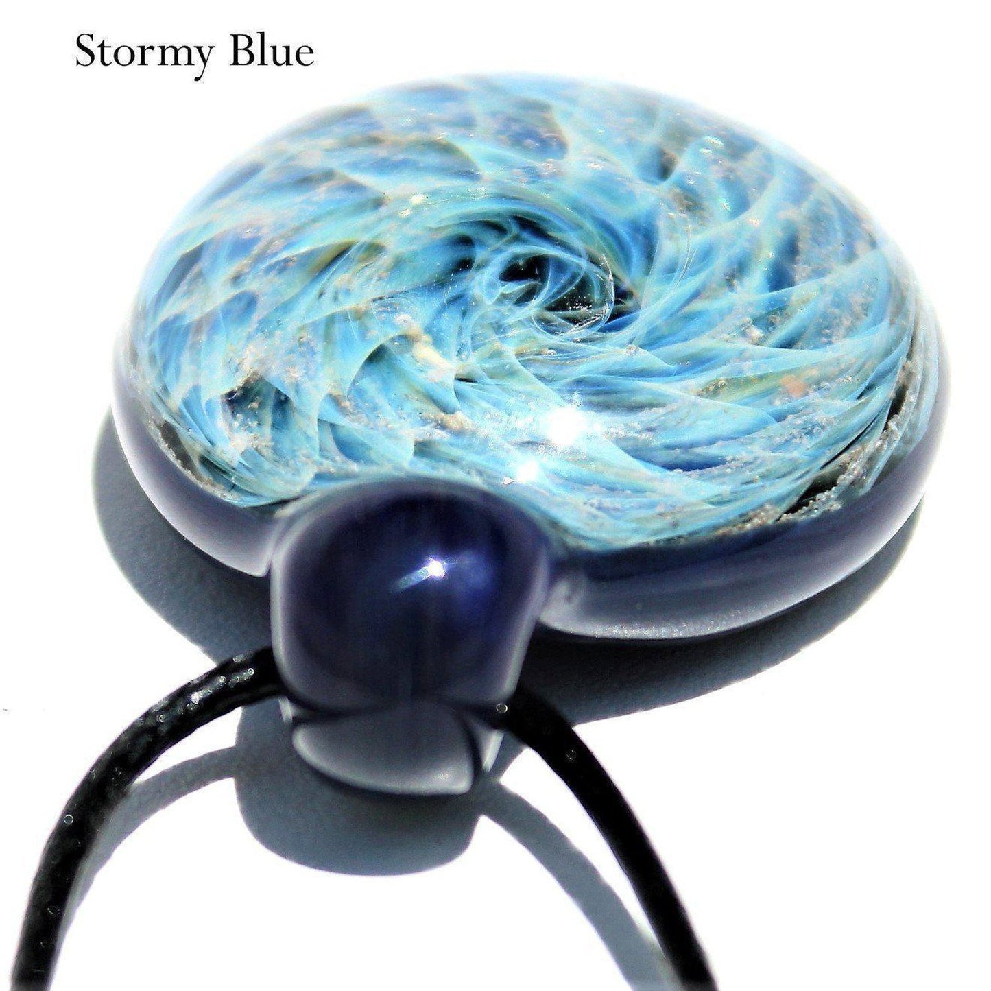 Galaxy - Original - Glass Cremation Jewelry-Pendant-DragonFire Glass-Stormy Blue-DragonFire Cremation Jewelry