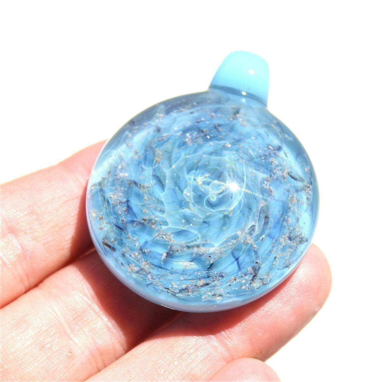 Blue Sky - Cremation Glass Pendant-Pendant-DragonFire Glass-DragonFire Cremation Jewelry