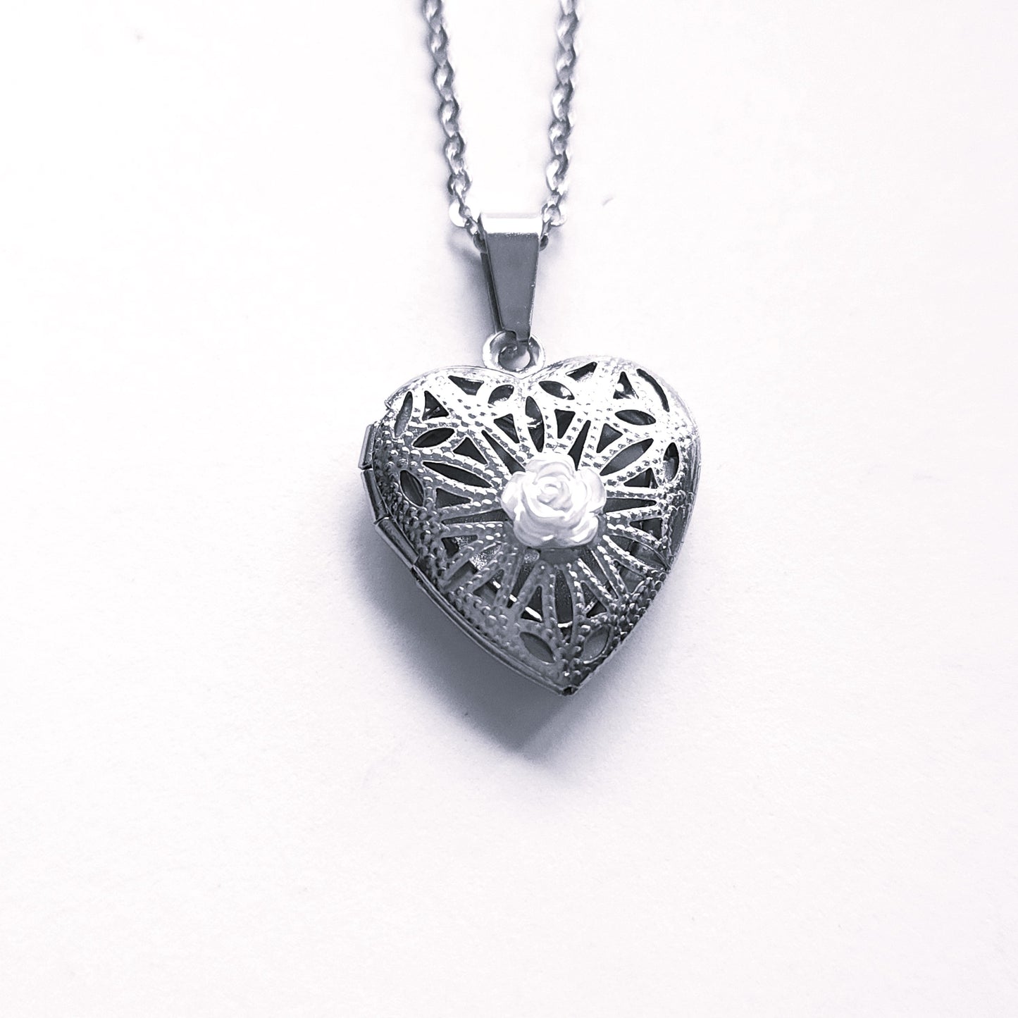 Heart of Remembrance Cremation Pendant - White Rose