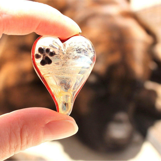 Paw Print on My Heart-Pendant-DragonFire Glass-DragonFire Glass Cremation Jewelry