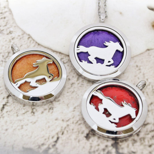 Running Horse - Stainless Steel Cremation Pendants with Ashes