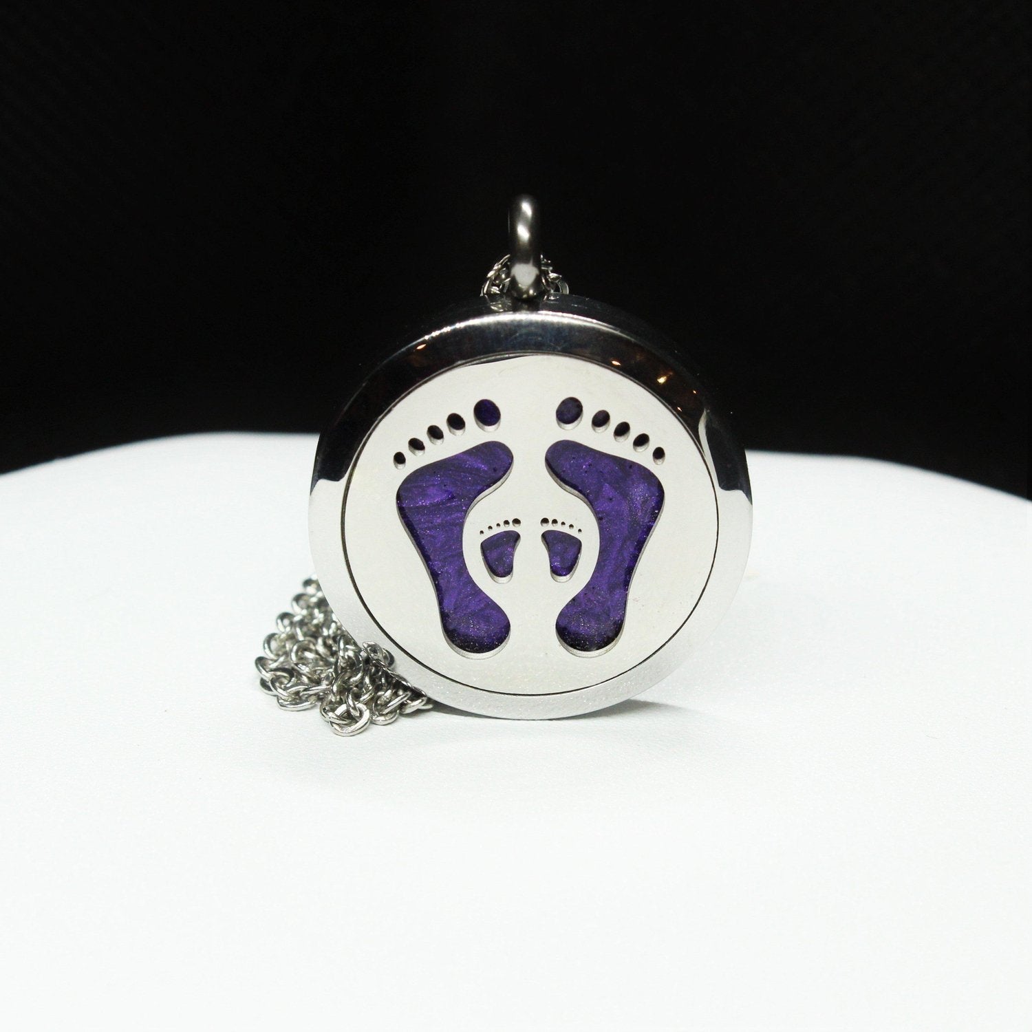 The Footprint - Cremation Pendant-Pendant-DragonFire Glass-Purple-DragonFire Glass Cremation Jewelry