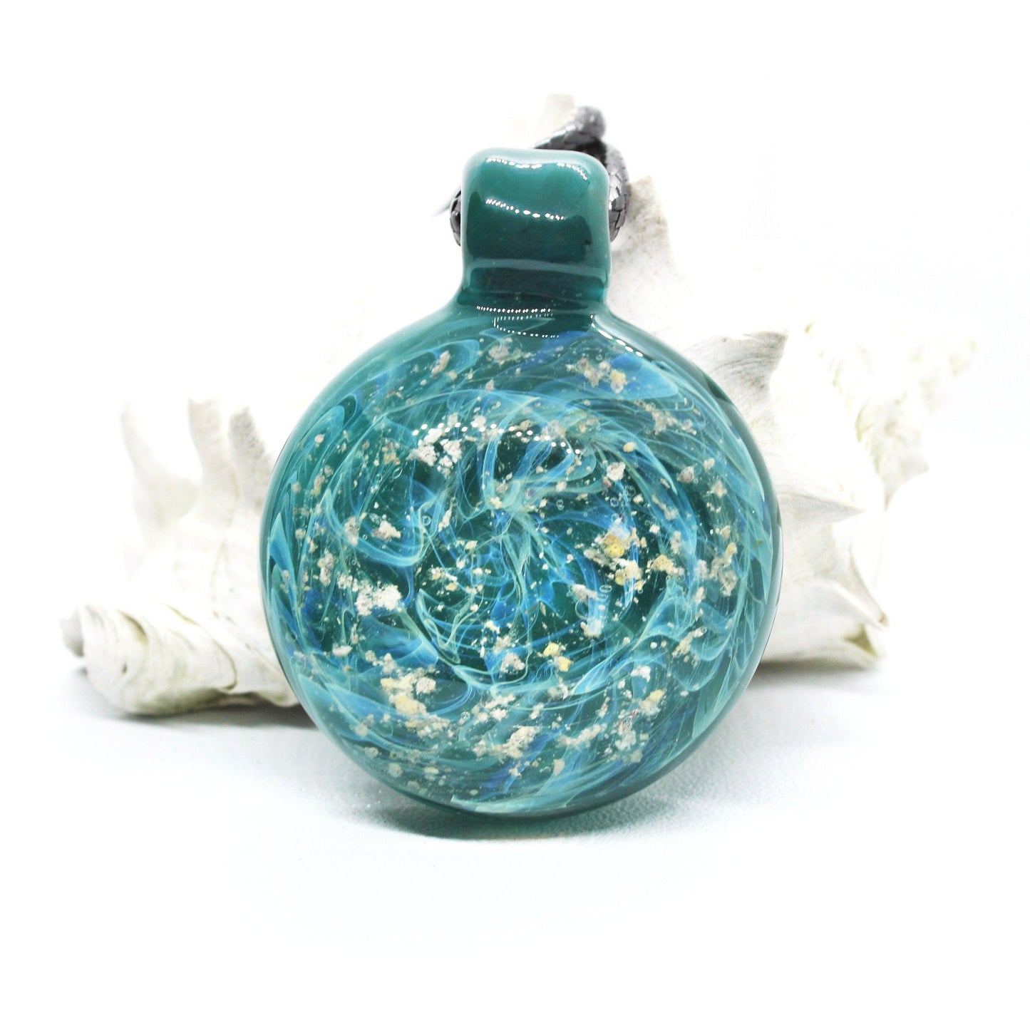 Turquoise Galaxy - Cremation Glass Pendant-Pendant-DragonFire Glass-Original-DragonFire Glass Cremation Jewelry